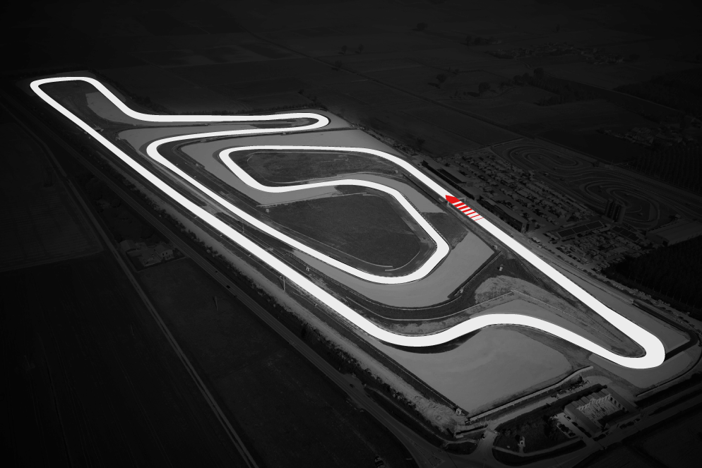 Vista aerea del tracciato di Cremona, circuito per track day e noleggio moto in pista