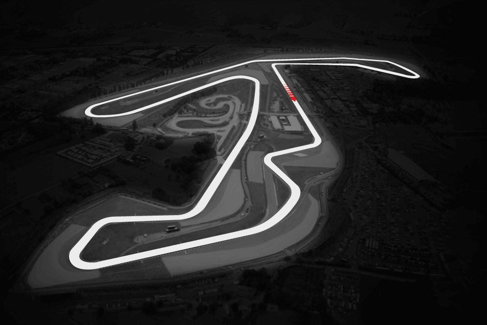 Vista aerea del Misano World Circuit Marco Simoncelli, circuito per track day e noleggio moto in pista