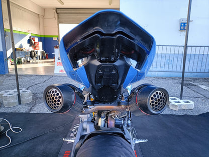 Ducati Panigale V2 2025 Replica Alex Marchez Noleggio Moto Pista BMR Noleggi dettaglio vista posteriore Scarico Termignoni