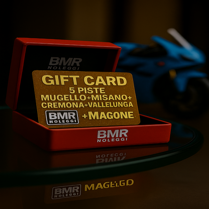 GIFT CARD REGALO 2026 NOLEGGIO MOTO SU 5 PISTE MUGELLO MISANO CREMONA VALLELUNGA MAGIONE PAGAMENTO DILAZIONATO FINO A 8 RATE