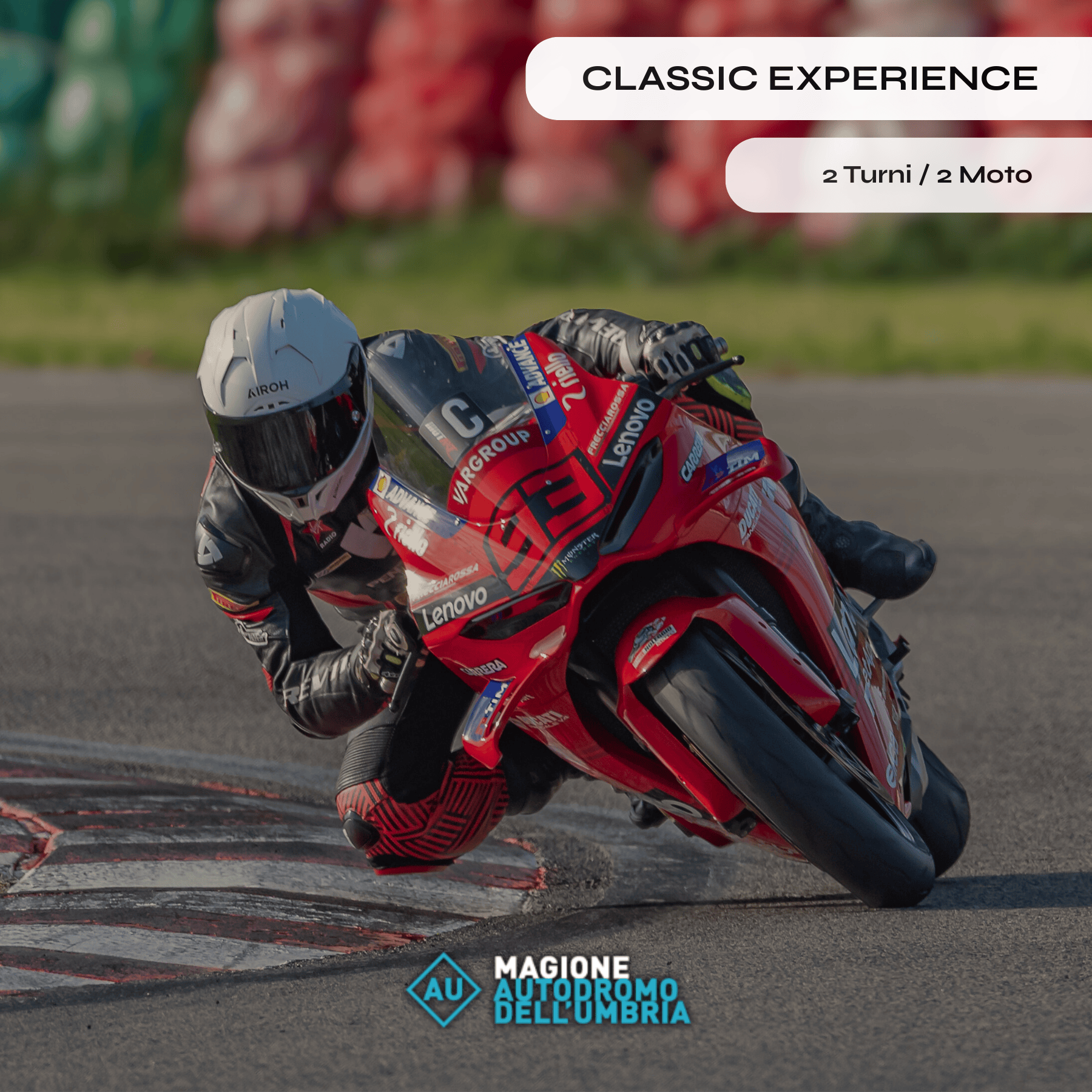 BMR SERVIZI E NOLEGGI SRLS Esperienza Ducati Panigale V4S Replica Bagnaia (3 Turni) a soli €249,00 MAGIONE Experience Ducati Panigale V4 - Ride like M. Márquez (Magione)